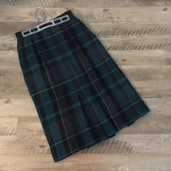 Vintage Gerry Weber Plaid Pleated Wool Skirt 27W - Picture 5 of 12